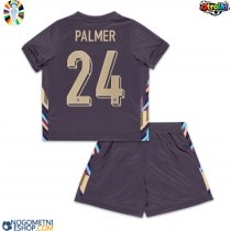 Otroški Nogometni dresi Anglija Cole Palmer #24 Gostujoči EP 2024 Kratek Rokav (+ Kratke hlače)